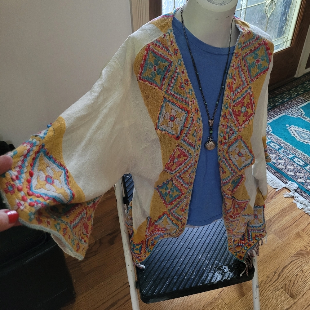 Soft Surroundings Colorful Embroidered Blouse/Komono